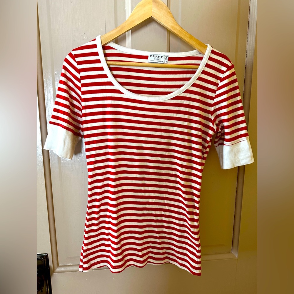 Red + white striped tee by FRAME